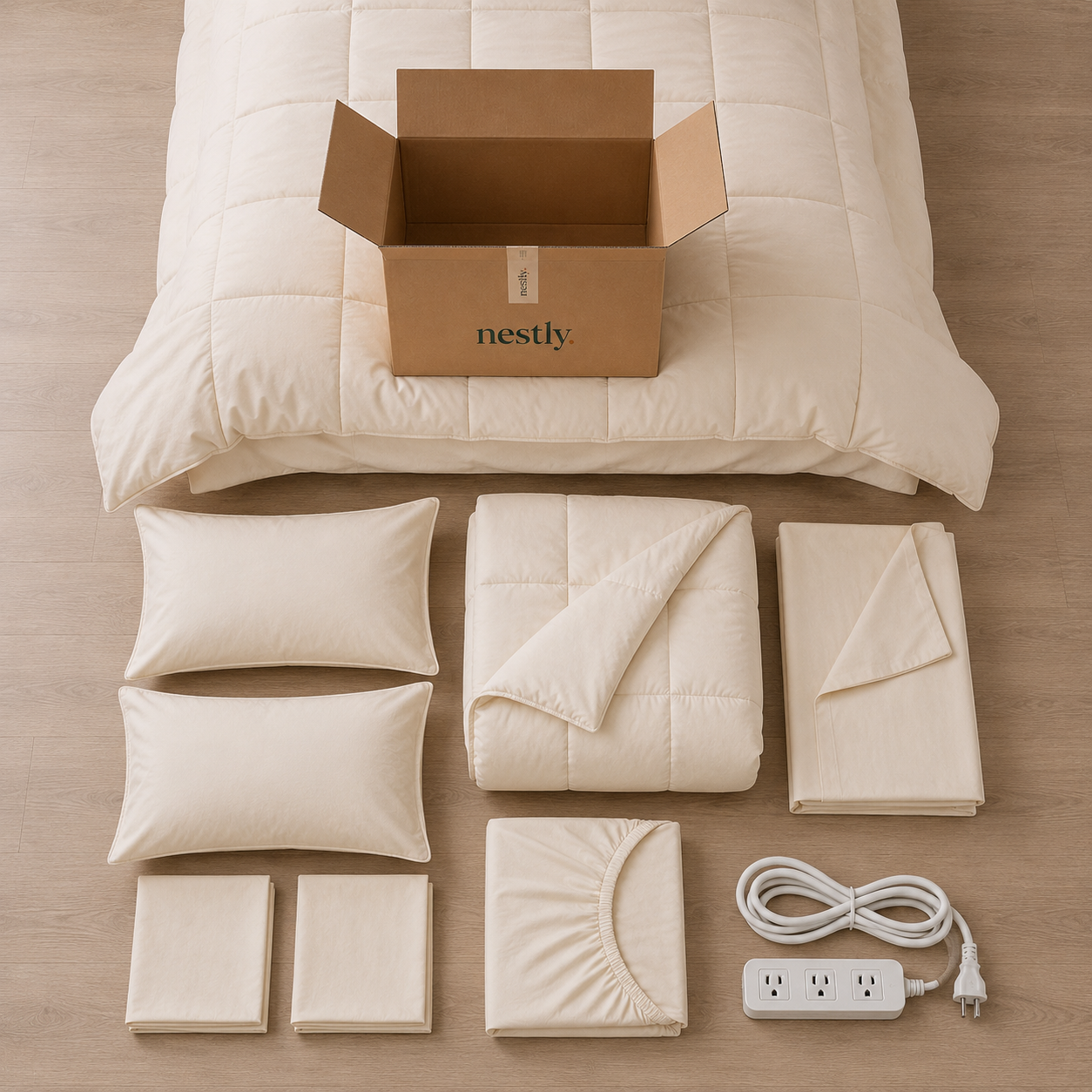 Nestly bedding kit — comforter, sheets, pillows and more